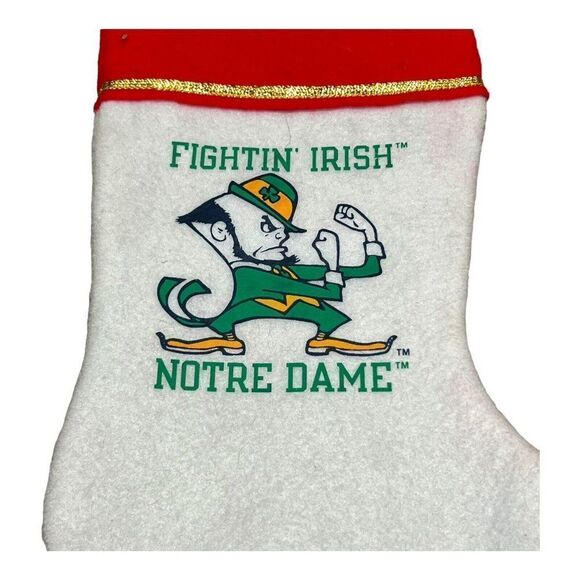 Vintage Fighting Irish Notre Dame Christmas Stocking University Football Fan - Picture 2 of 6
